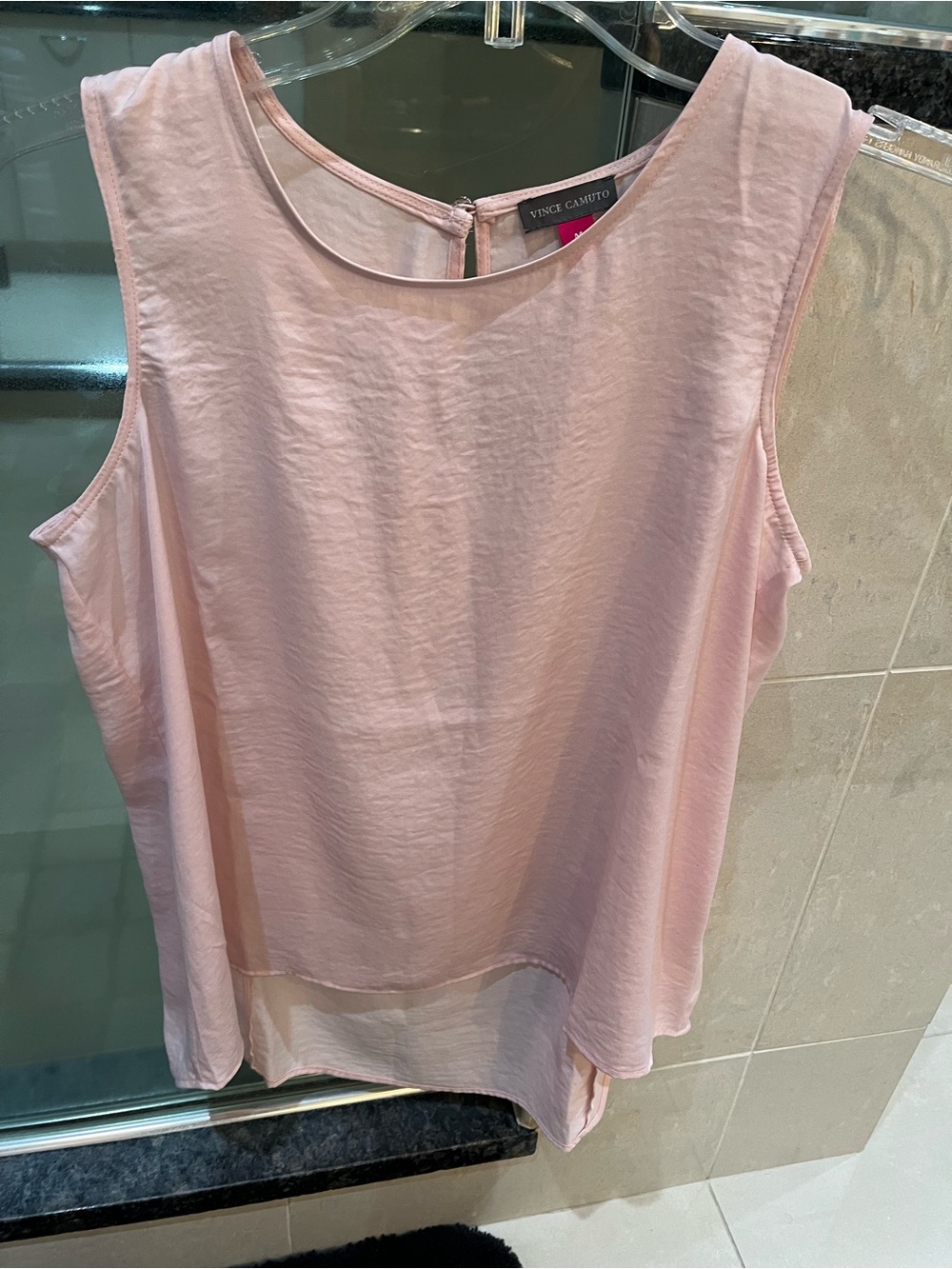 Vince Camuto Soft Pink Sleeveless Layered Hem Shell